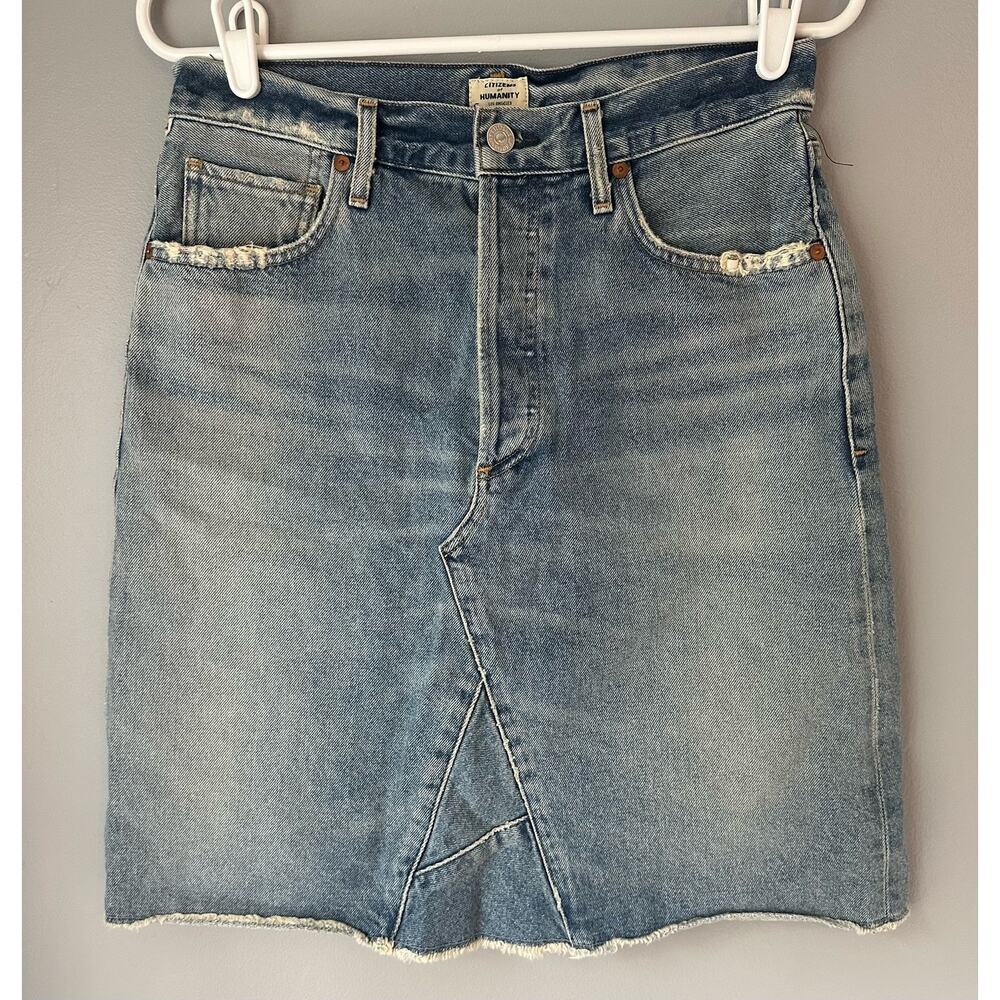 Citizens Of Humanity Anthropologie A-Line Button Denim Skirt Size 28